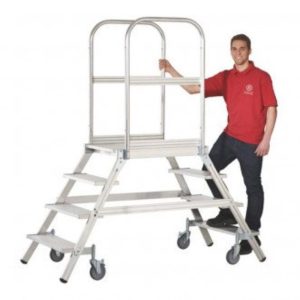 Aluminium-Stehleiter mit 4 Rollen (beidseitig)